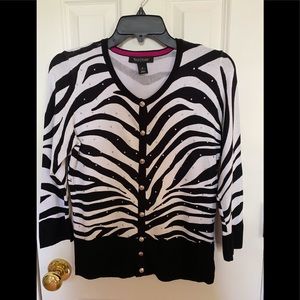WHBM  B/W  Zebra print cardigan S NWOT
